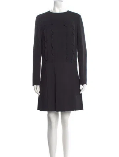 Pre-owned Valentino Wool Mini Dress In Black