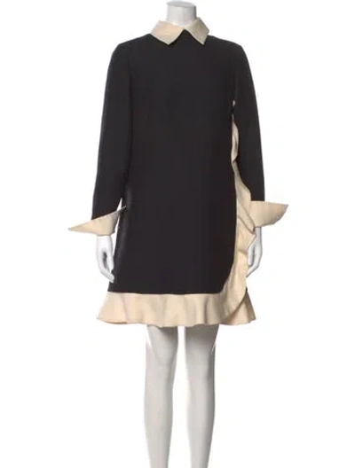 Pre-owned Valentino Wool Mini Dress In Black