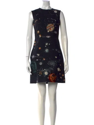 Pre-owned Valentino Wool Mini Dress In Black
