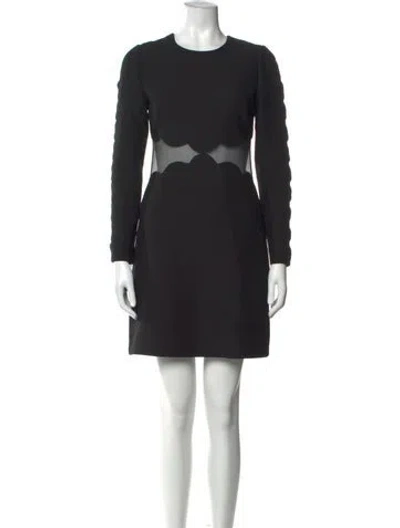 Pre-owned Valentino Wool Mini Dress In Black