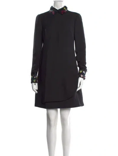Pre-owned Valentino Wool Mini Dress In Black