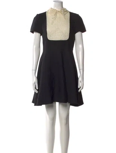 Pre-owned Valentino Wool Mini Dress In Black