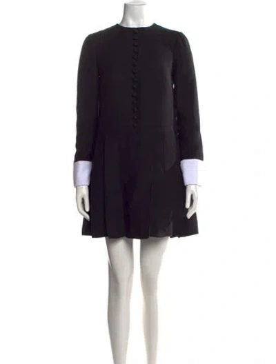 Pre-owned Valentino Wool Mini Dress In Black