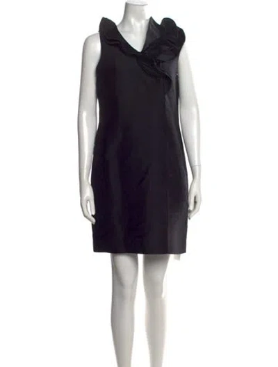 Pre-owned Valentino Wool Mini Dress In Black