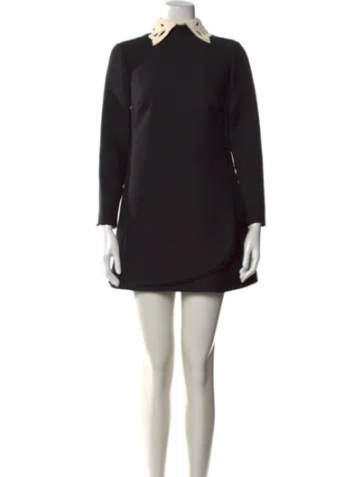 Pre-owned Valentino Wool Mini Dress In Black