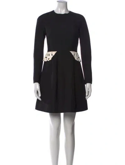 Pre-owned Valentino Wool Mini Dress In Black
