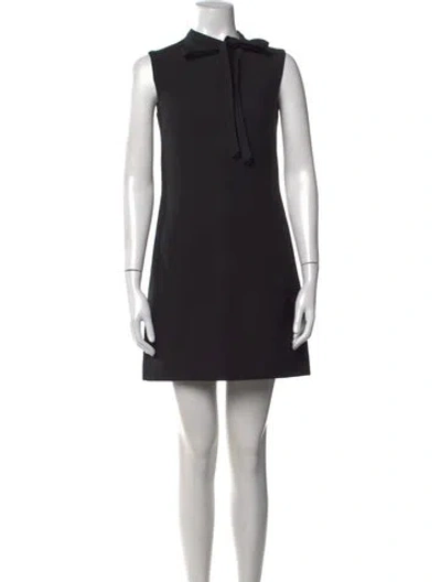 Pre-owned Valentino Wool Mini Dress In Black