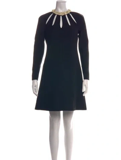 Pre-owned Valentino Wool Mini Dress In Black