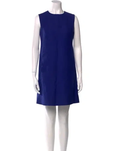 Pre-owned Valentino Wool Mini Dress In Blue
