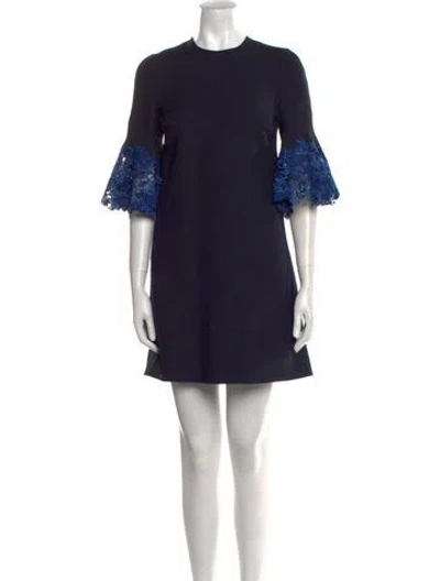 Pre-owned Valentino Wool Mini Dress In Blue
