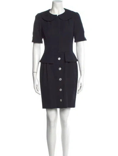 Pre-owned Valentino Wool Mini Dress In Blue