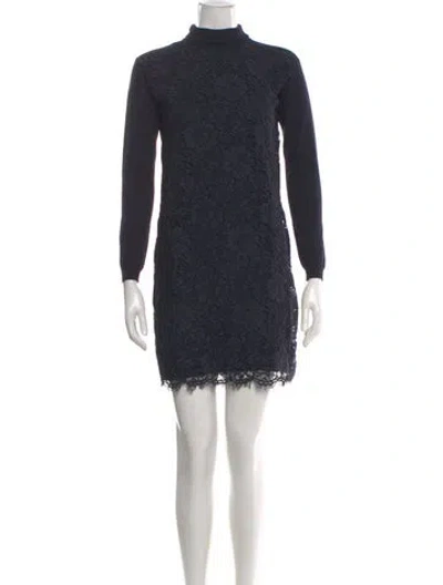Pre-owned Valentino Wool Mini Dress In Blue