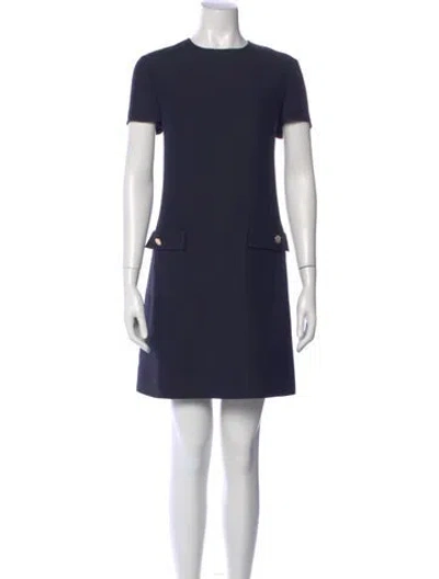 Pre-owned Valentino Wool Mini Dress In Blue