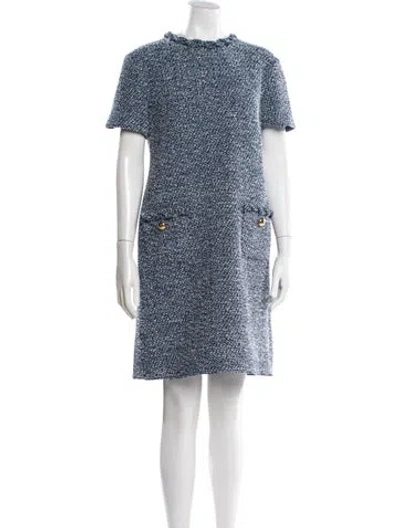 Pre-owned Valentino Wool Mini Dress In Blue