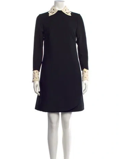 Pre-owned Valentino Wool Mini Dress In Blue