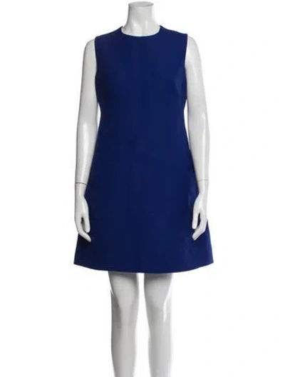 Pre-owned Valentino Wool Mini Dress In Blue