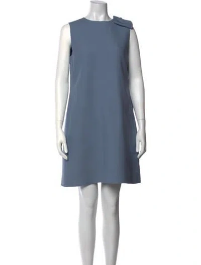 Pre-owned Valentino Wool Mini Dress In Blue