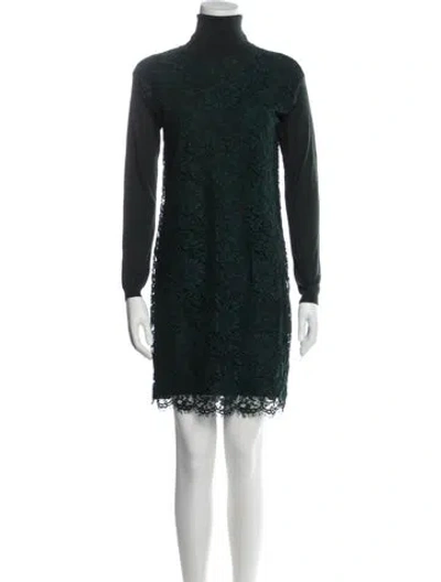 Pre-owned Valentino Wool Mini Dress In Green