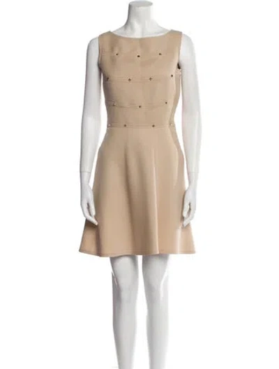 Pre-owned Valentino Wool Mini Dress In Neutral