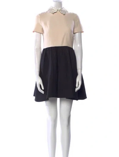 Pre-owned Valentino Wool Mini Dress In Neutral