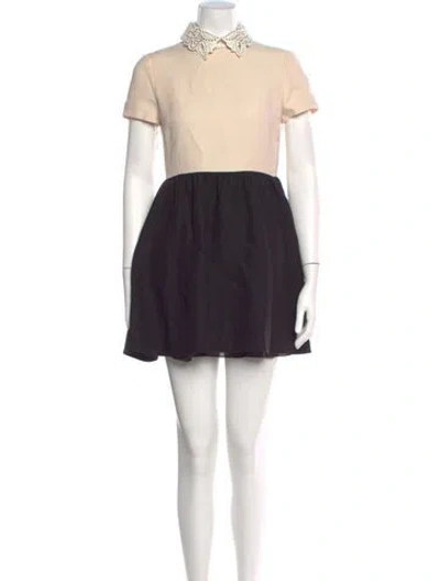 Pre-owned Valentino Wool Mini Dress In Neutral