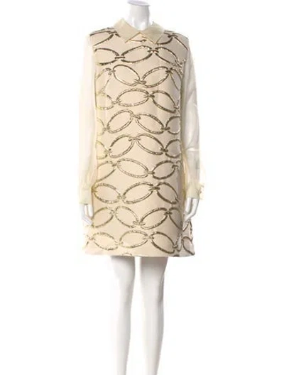 Pre-owned Valentino Wool Mini Dress In Neutral