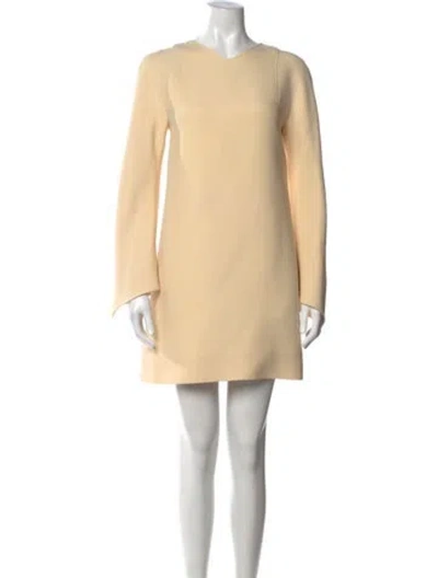 Pre-owned Valentino Wool Mini Dress In Neutrals