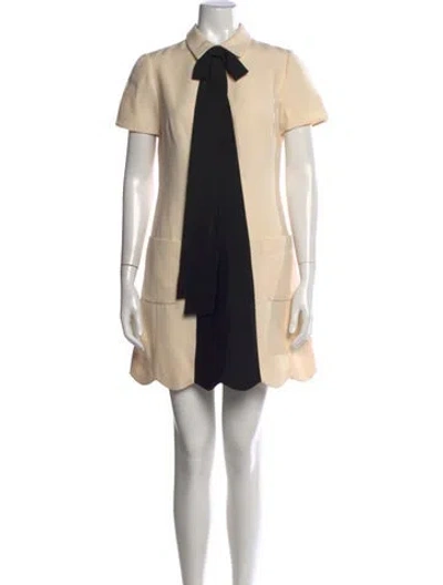 Pre-owned Valentino Wool Mini Dress In Neutrals