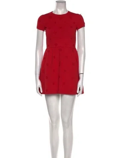 Pre-owned Valentino Wool Mini Dress In Red