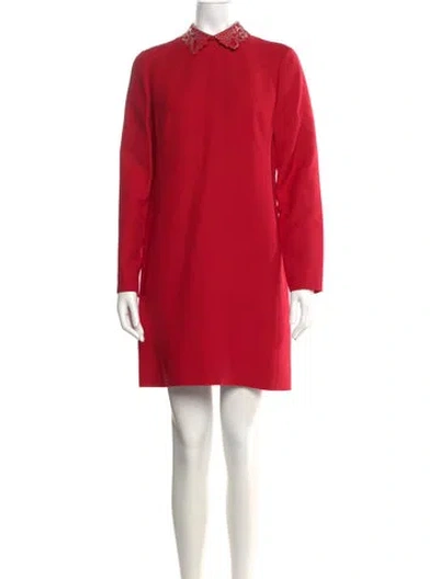 Pre-owned Valentino Wool Mini Dress In Red