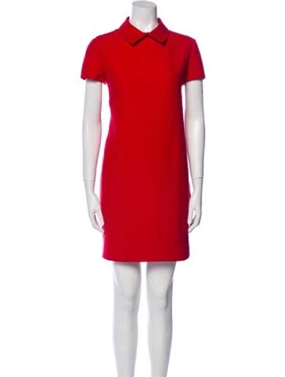 Pre-owned Valentino Wool Mini Dress In Red