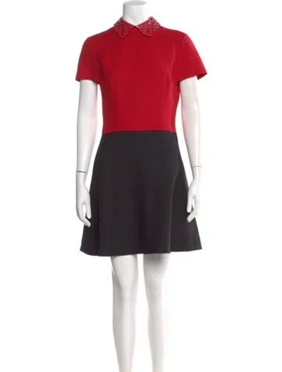 Pre-owned Valentino Wool Mini Dress In Red