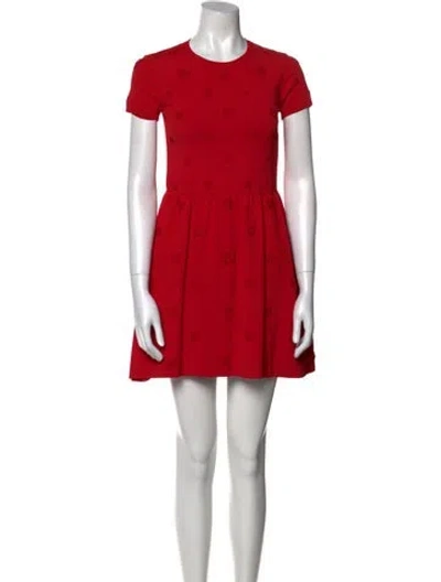 Pre-owned Valentino Wool Mini Dress In Red