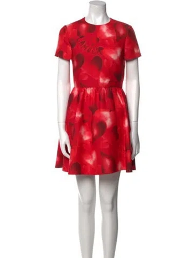 Pre-owned Valentino Wool Mini Dress In Red