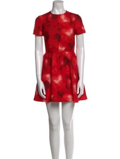 Pre-owned Valentino Wool Mini Dress In Red