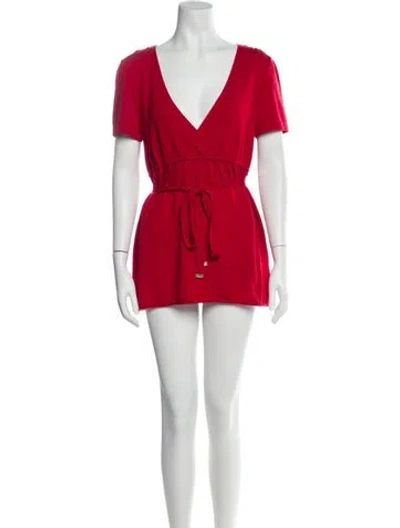 Pre-owned Valentino Wool Mini Dress In Red