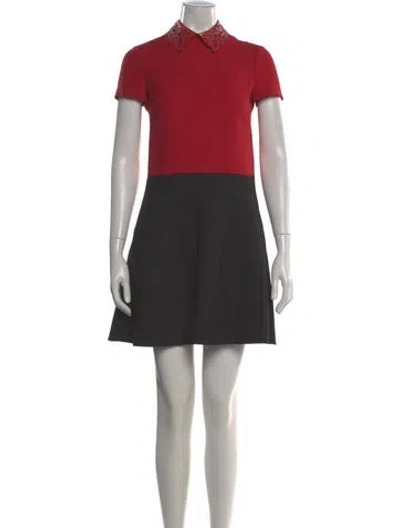 Pre-owned Valentino Wool Mini Dress In Red