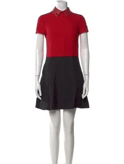 Pre-owned Valentino Wool Mini Dress In Red