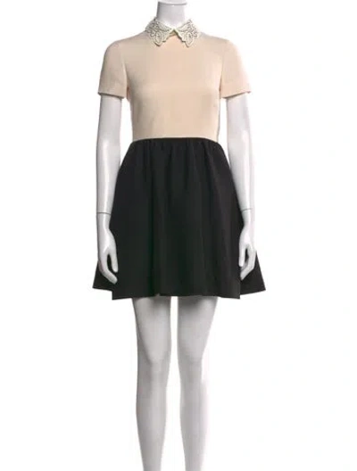 Pre-owned Valentino Wool Mini Dress W/ Tags In Black/neutrals