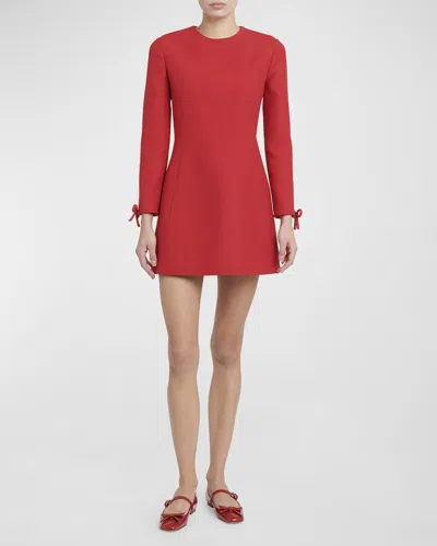 Valentino Wool Mini Dress With Bow Details In Red
