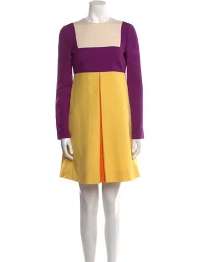 Pre-owned Valentino Wool Mini Dress In Yellow