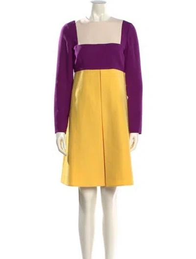 Pre-owned Valentino Wool Mini Dress In Yellow