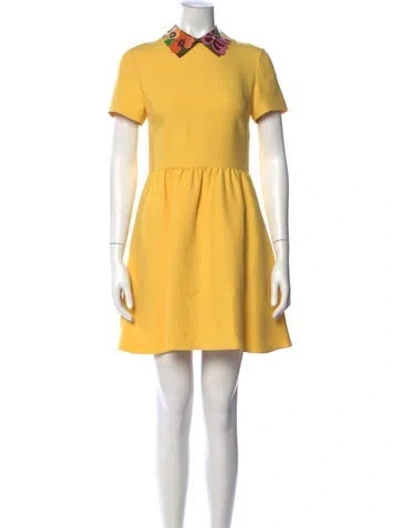 Pre-owned Valentino Wool Mini Dress In Yellow