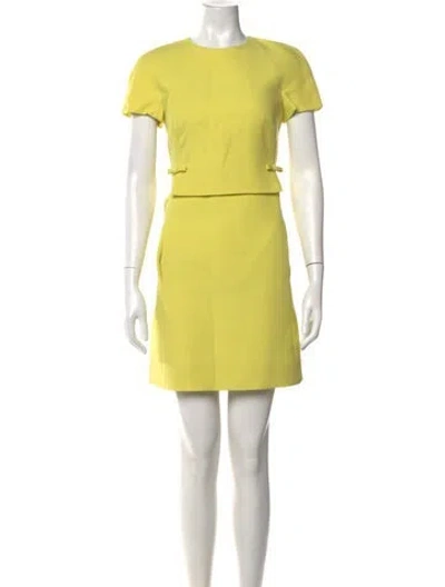 Pre-owned Valentino Wool Mini Dress In Yellow