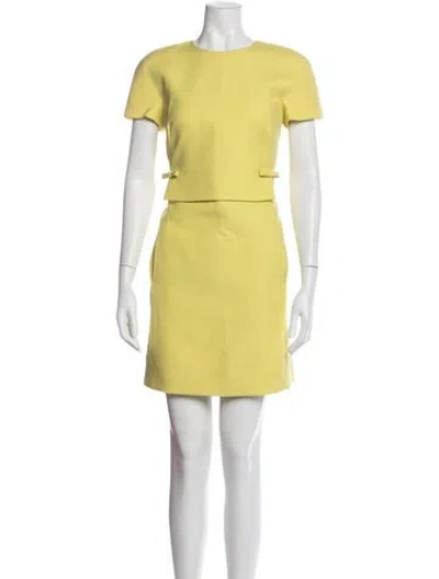 Pre-owned Valentino Wool Mini Dress In Yellow