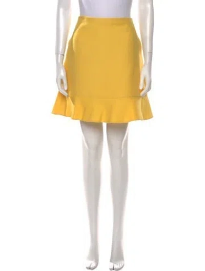 Pre-owned Valentino Wool Mini Skirt In Yellow