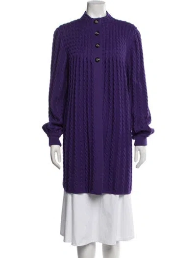 Pre-owned Valentino Wool Mock Neck Sweater In Purple