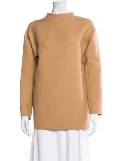Pre-owned Valentino Wool Mock Neck Top In Neutral
