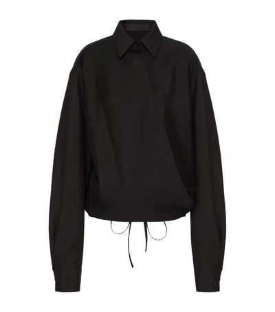 Valentino Wool-mohair-silk Tie-detail Blouse In Black