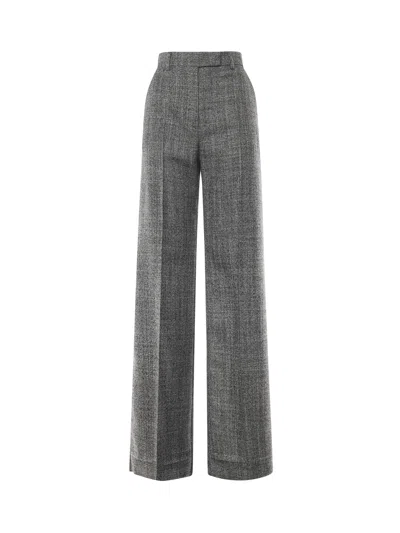 Valentino Wool Mouline Trousers In Gray